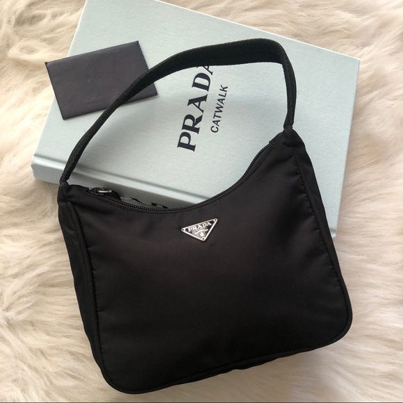 Prada Handbags - Authentic vintage black nylon Prada pochette bag